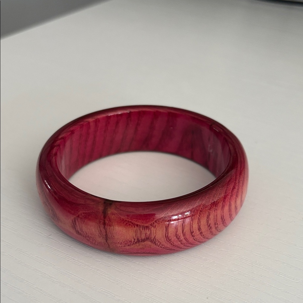 Pink Wooden Bangle Bracelet